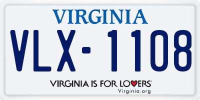 VA license plate VLX1108