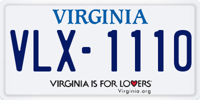 VA license plate VLX1110