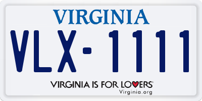 VA license plate VLX1111