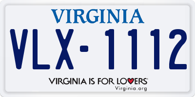 VA license plate VLX1112