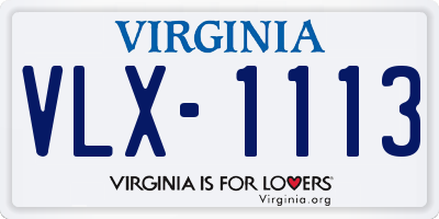 VA license plate VLX1113