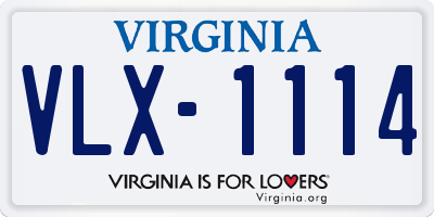 VA license plate VLX1114