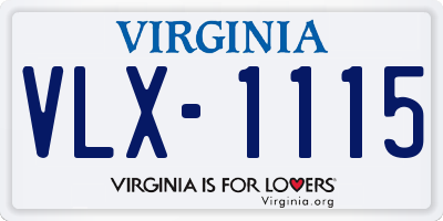 VA license plate VLX1115