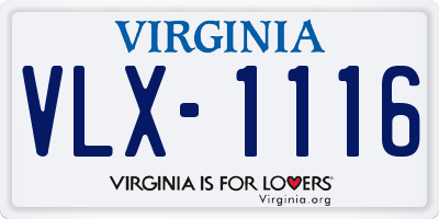 VA license plate VLX1116