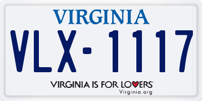 VA license plate VLX1117