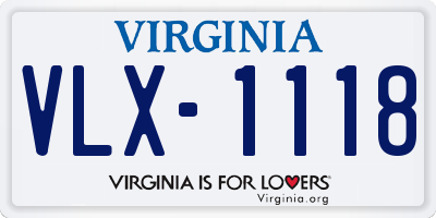 VA license plate VLX1118