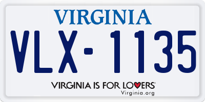 VA license plate VLX1135