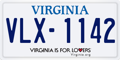 VA license plate VLX1142