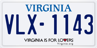 VA license plate VLX1143