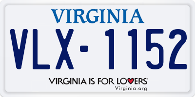 VA license plate VLX1152