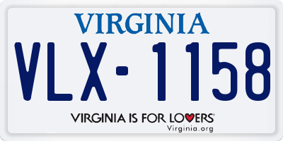 VA license plate VLX1158