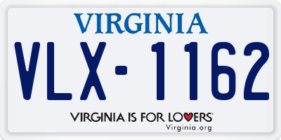 VA license plate VLX1162