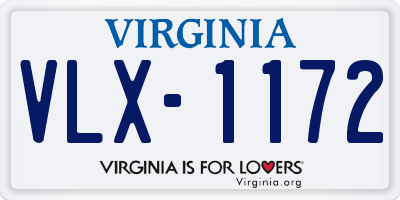 VA license plate VLX1172