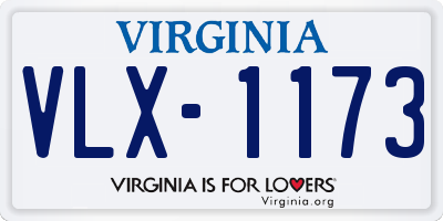 VA license plate VLX1173