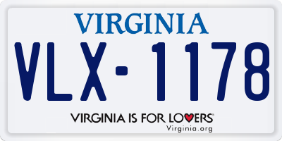 VA license plate VLX1178