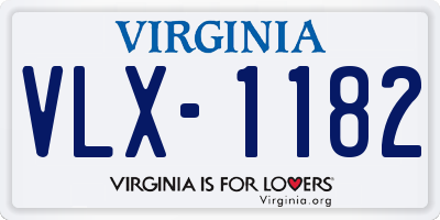 VA license plate VLX1182