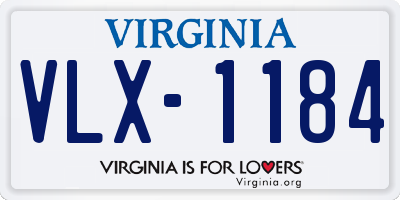 VA license plate VLX1184