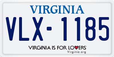 VA license plate VLX1185