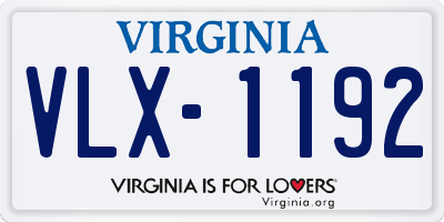 VA license plate VLX1192