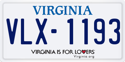 VA license plate VLX1193