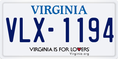 VA license plate VLX1194