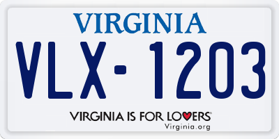 VA license plate VLX1203