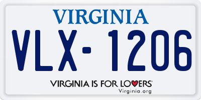 VA license plate VLX1206