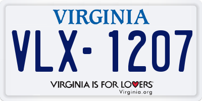 VA license plate VLX1207