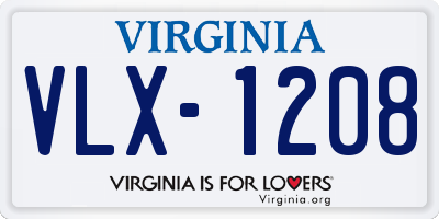 VA license plate VLX1208