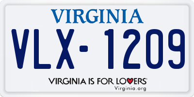 VA license plate VLX1209