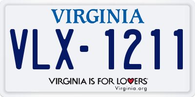 VA license plate VLX1211