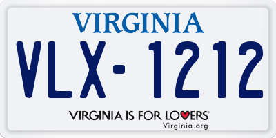 VA license plate VLX1212