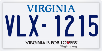 VA license plate VLX1215