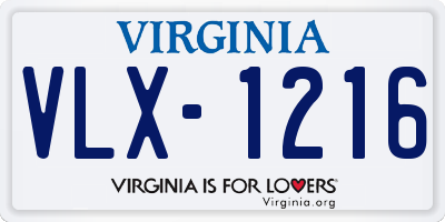 VA license plate VLX1216