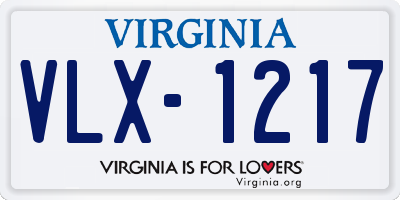 VA license plate VLX1217