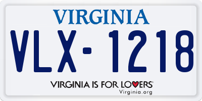 VA license plate VLX1218