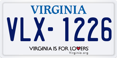 VA license plate VLX1226