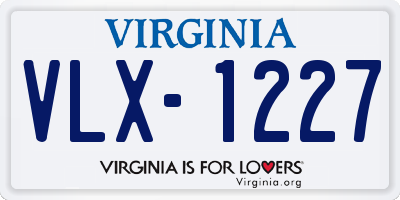 VA license plate VLX1227