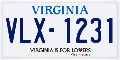 VA license plate VLX1231