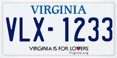 VA license plate VLX1233