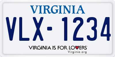 VA license plate VLX1234