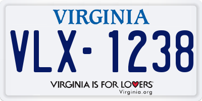 VA license plate VLX1238