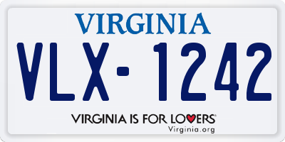 VA license plate VLX1242