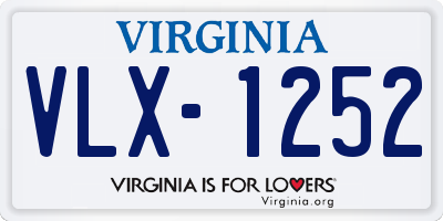 VA license plate VLX1252