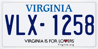 VA license plate VLX1258