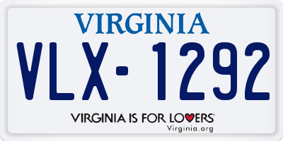 VA license plate VLX1292