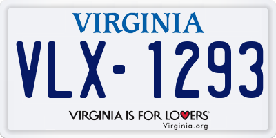 VA license plate VLX1293