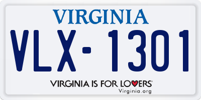 VA license plate VLX1301