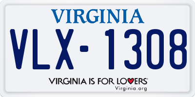 VA license plate VLX1308