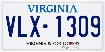 VA license plate VLX1309